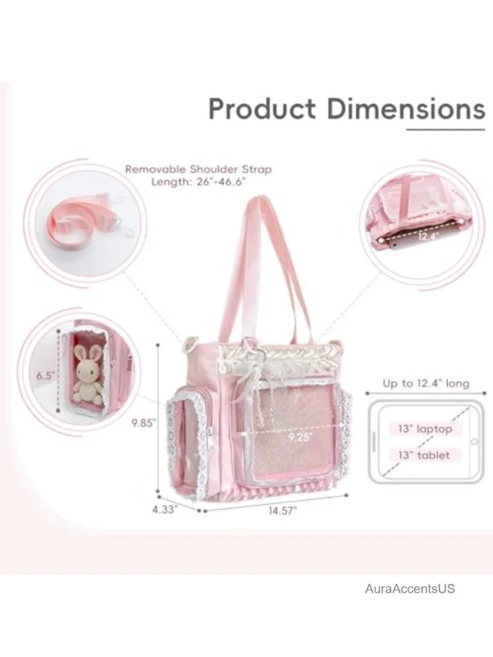 Ita Bag with DIY Accessory Kit - Clear Window Kawaii Lace Crossbody Bag with